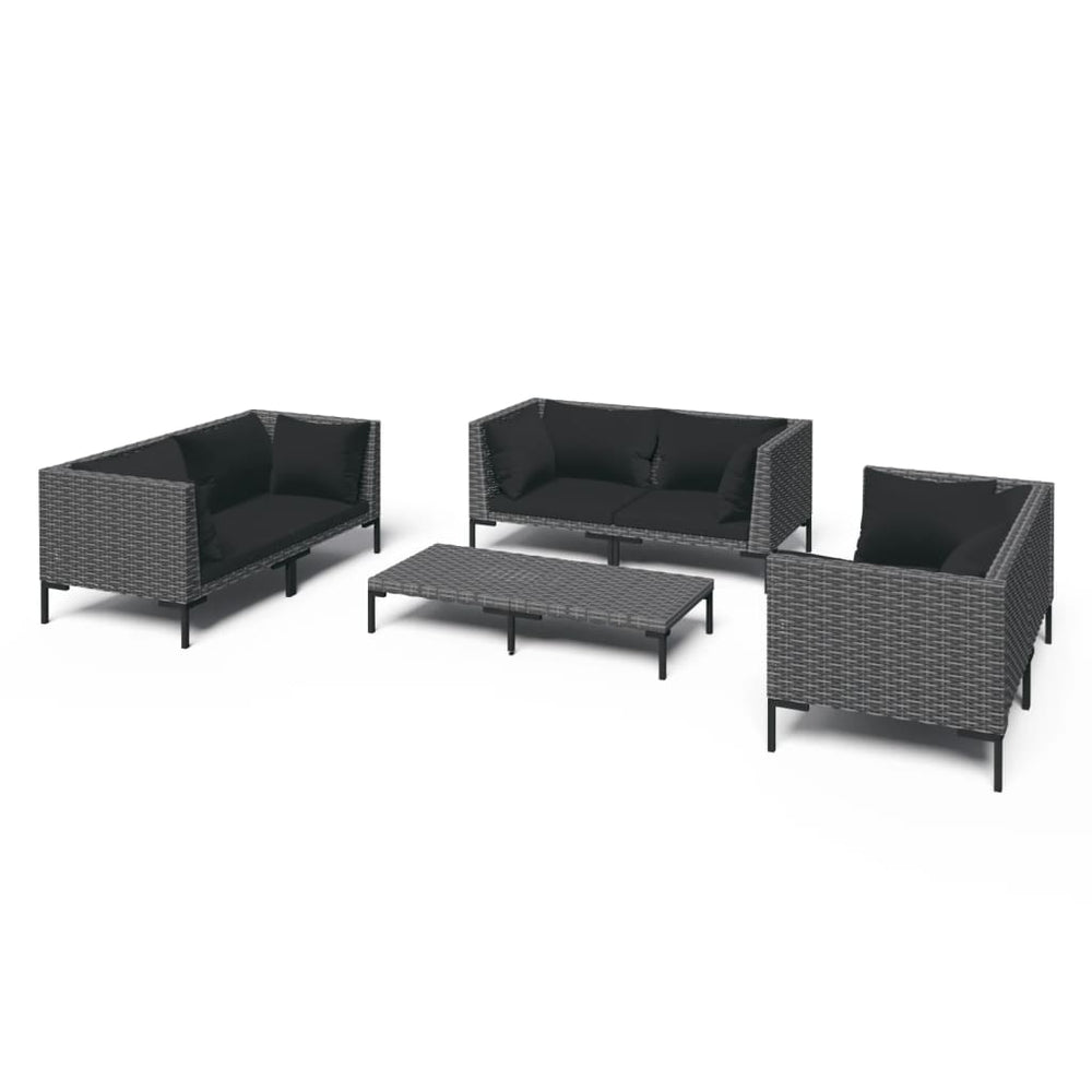 vidaXL Salon de jardin 7 pcs avec coussins résine tressée Gris foncé