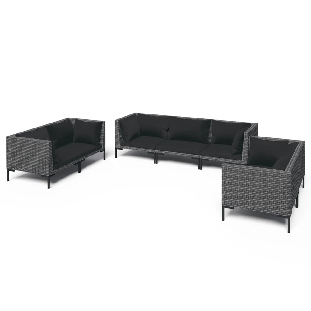 vidaXL Salon de jardin 7 pcs avec coussins résine tressée Gris foncé