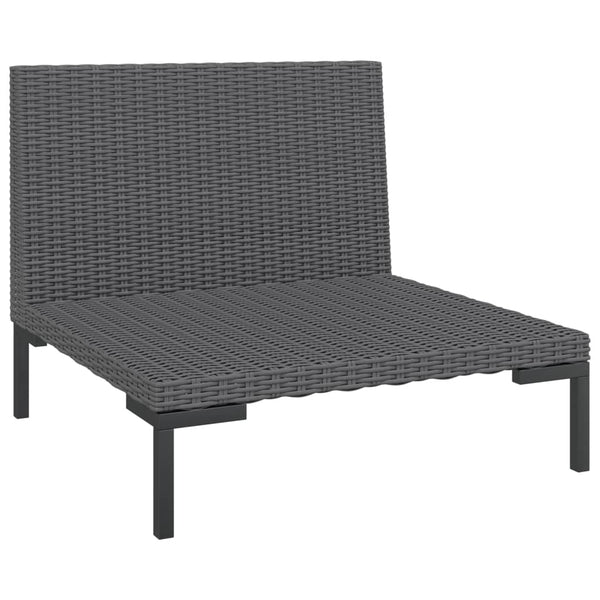 7-tlg. Garten-Lounge-Set mit Kissen Poly Rattan Dunkelgrau