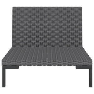 7-tlg. Garten-Lounge-Set mit Kissen Poly Rattan Dunkelgrau