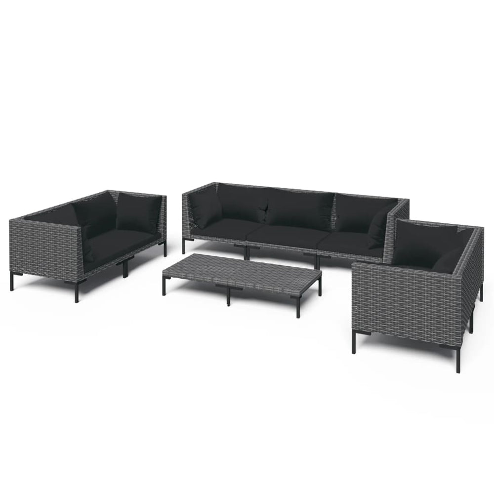 vidaXL Salon de jardin 8 pcs avec coussins résine tressée Gris foncé