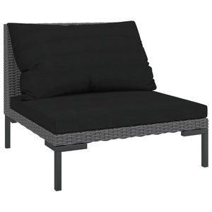 8-tlg. Garten-Lounge-Set mit Kissen Poly Rattan Dunkelgrau