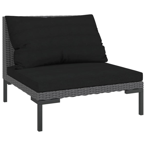 8-tlg. Garten-Lounge-Set mit Kissen Poly Rattan Dunkelgrau