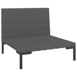 8-tlg. Garten-Lounge-Set mit Kissen Poly Rattan Dunkelgrau