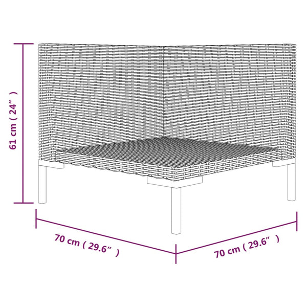 8-tlg. Garten-Lounge-Set mit Kissen Poly Rattan Dunkelgrau