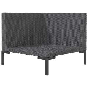 8-tlg. Garten-Lounge-Set mit Kissen Poly Rattan Dunkelgrau
