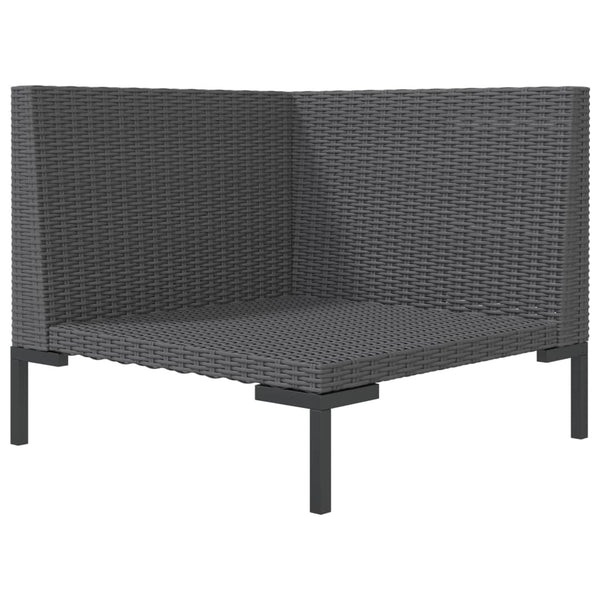 8-tlg. Garten-Lounge-Set mit Kissen Poly Rattan Dunkelgrau