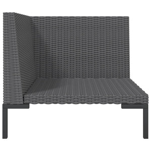 8-tlg. Garten-Lounge-Set mit Kissen Poly Rattan Dunkelgrau