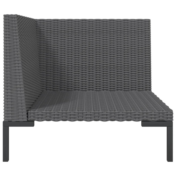 8-tlg. Garten-Lounge-Set mit Kissen Poly Rattan Dunkelgrau