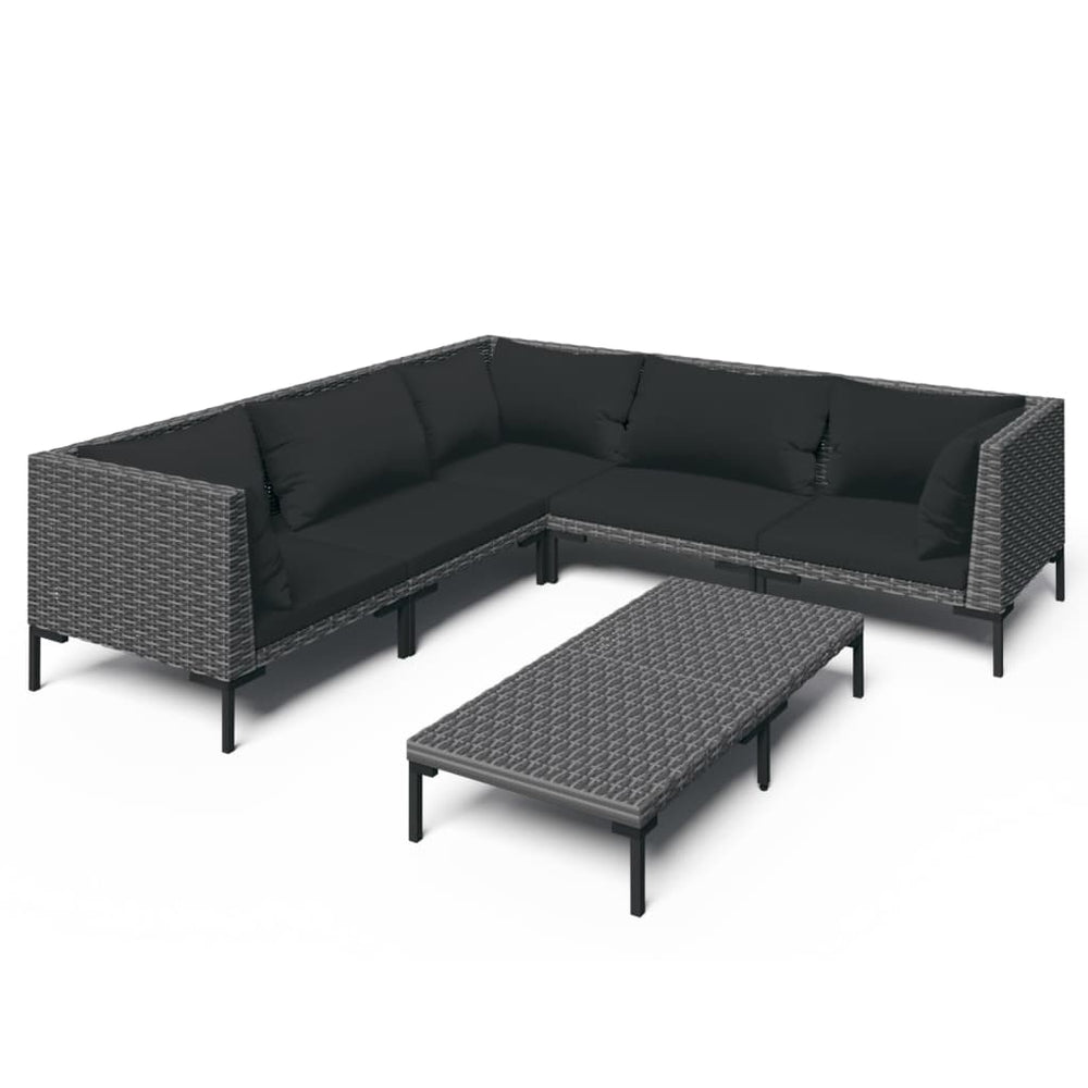 vidaXL Salon de jardin 6 pcs avec coussins résine tressée Gris foncé