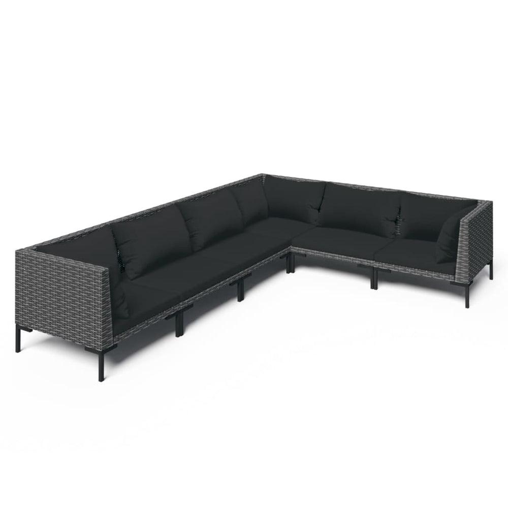 vidaXL Salon de jardin 6 pcs avec coussins résine tressée Gris foncé