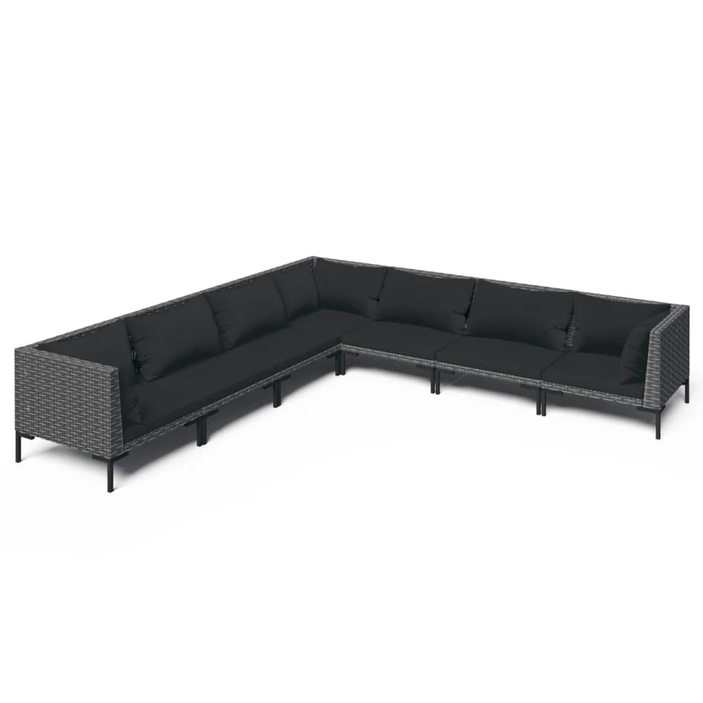 vidaXL Salon de jardin 7 pcs avec coussins résine tressée Gris foncé