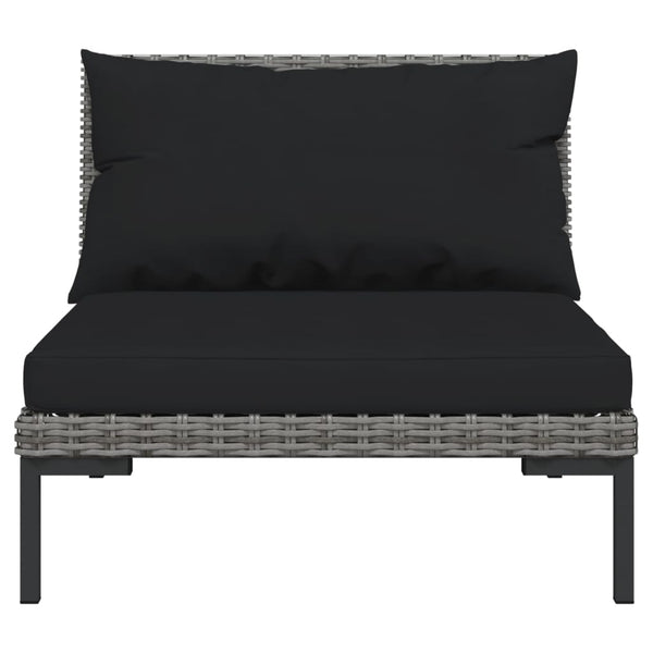 8-tlg. Garten-Lounge-Set mit Kissen Poly Rattan Dunkelgrau
