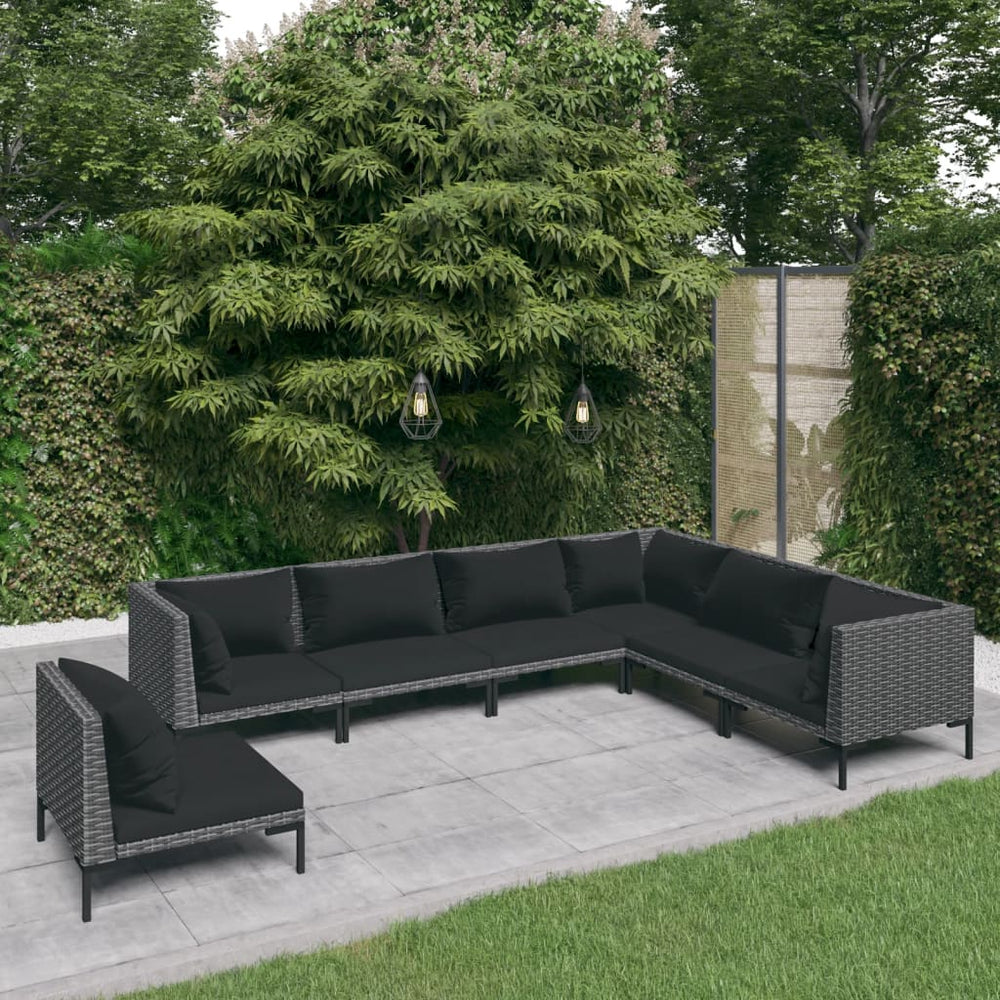 vidaXL Salon de jardin 7 pcs avec coussins résine tressée Gris foncé
