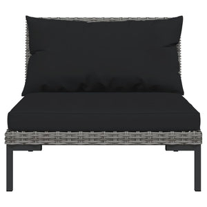 8-tlg. Garten-Lounge-Set mit Kissen Poly Rattan Dunkelgrau
