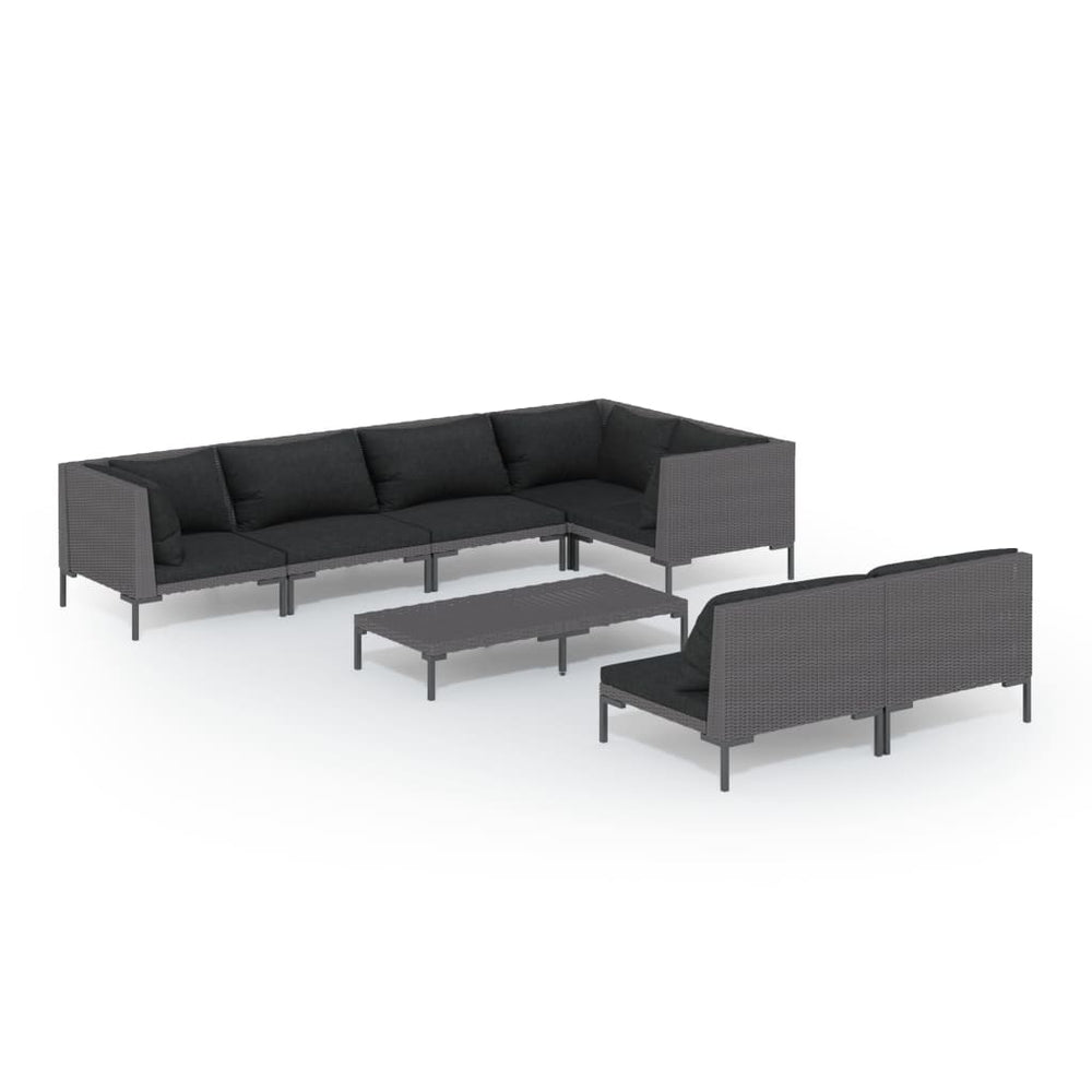 vidaXL Salon de jardin 8 pcs avec coussins résine tressée Gris foncé