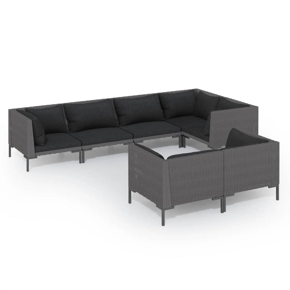 vidaXL Salon de jardin 7 pcs avec coussins résine tressée Gris foncé