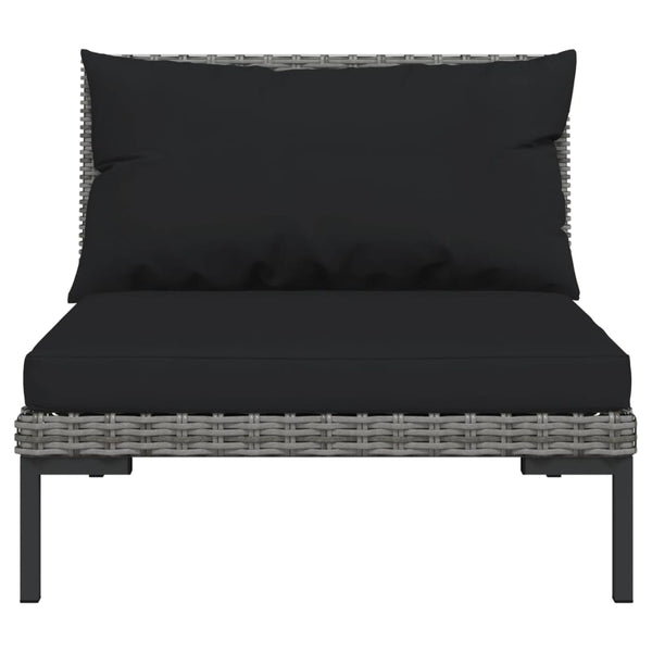 8-tlg. Garten-Lounge-Set mit Kissen Poly Rattan Dunkelgrau