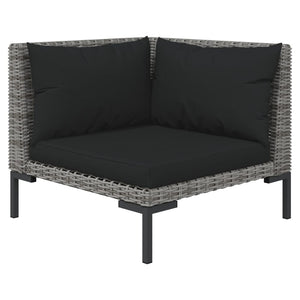 8-tlg. Garten-Lounge-Set mit Kissen Poly Rattan Dunkelgrau
