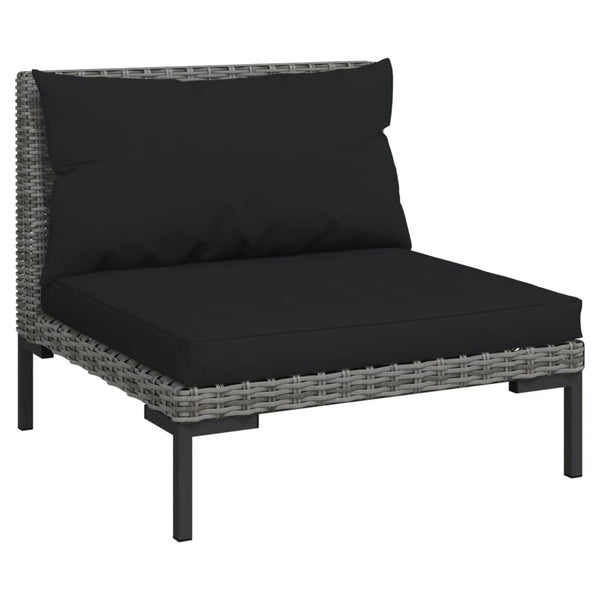 9-tlg. Garten-Lounge-Set mit Kissen Rund Rattan Dunkelgrau