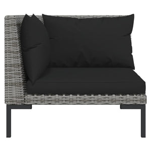 10-tlg. Garten-Lounge-Set mit Kissen Poly Rattan Dunkelgrau