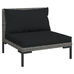 10-tlg. Garten-Lounge-Set mit Kissen Poly Rattan Dunkelgrau