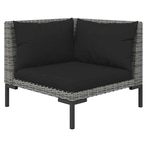 10-tlg. Garten-Lounge-Set mit Kissen Poly Rattan Dunkelgrau