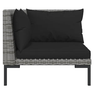 11-tlg. Garten-Lounge-Set mit Kissen Poly Rattan Dunkelgrau