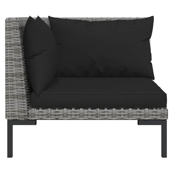 11-tlg. Garten-Lounge-Set mit Kissen Poly Rattan Dunkelgrau