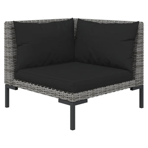 14-tlg. Garten-Lounge-Set mit Kissen Poly Rattan Dunkelgrau