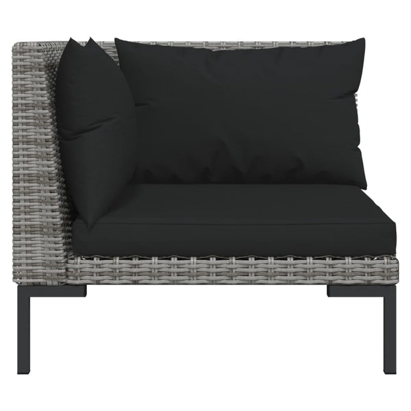 13-tlg. Garten-Lounge-Set mit Kissen Poly Rattan Dunkelgrau