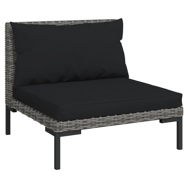 10-tlg. Garten-Lounge-Set mit Kissen Poly Rattan Dunkelgrau