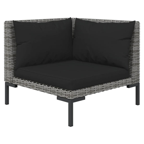 10-tlg. Garten-Lounge-Set mit Kissen Poly Rattan Dunkelgrau