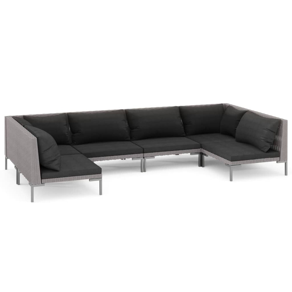 vidaXL Salon de jardin 6 pcs avec coussins résine tressée Gris foncé