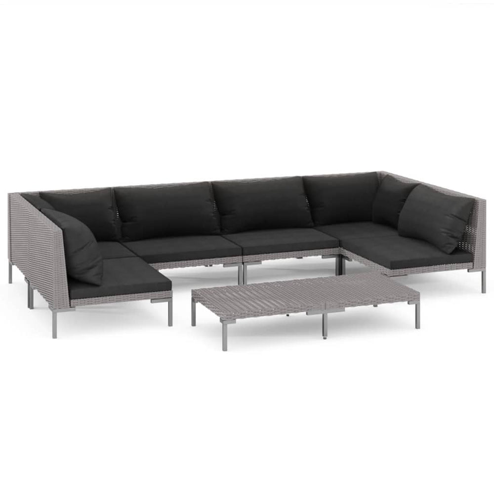 vidaXL Salon de jardin 7 pcs avec coussins résine tressée Gris foncé