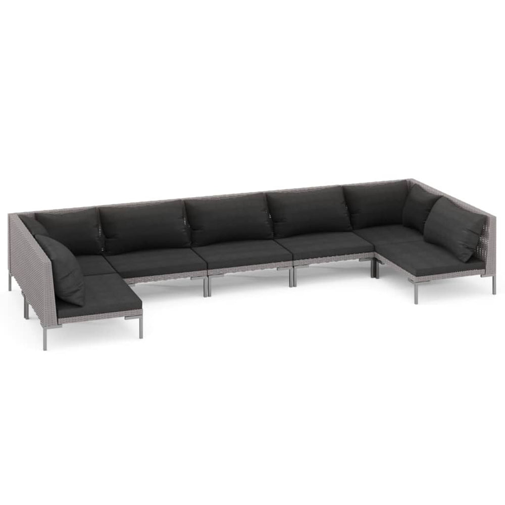 vidaXL Salon de jardin 7 pcs avec coussins résine tressée Gris foncé