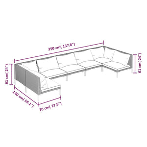 7-tlg. Garten-Lounge-Set mit Kissen Poly Rattan Dunkelgrau
