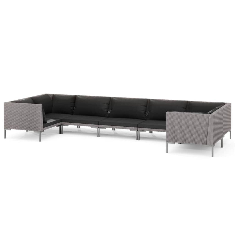 vidaXL Salon de jardin 7 pcs avec coussins résine tressée Gris foncé