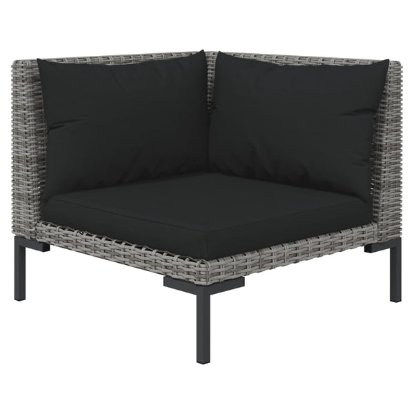 10-tlg. Garten-Lounge-Set mit Kissen Poly Rattan Dunkelgrau