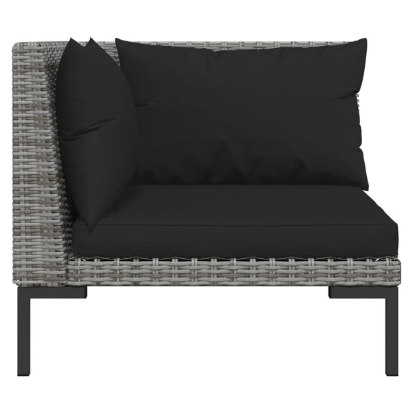 12-tlg. Garten-Lounge-Set mit Kissen Poly Rattan Dunkelgrau