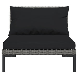 11-tlg. Garten-Lounge-Set mit Kissen Poly Rattan Dunkelgrau