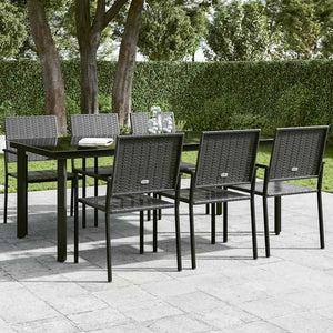 Garten-Esstisch Schwarz 200x100x74 cm Stahl und Glas