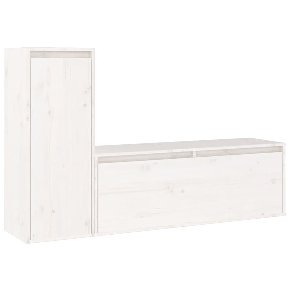 TV-Schränke 2 Stk. Weiß Massivholz Kiefer