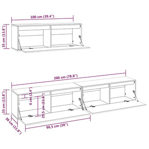 3-teiliges TV-Schrank-Set Weißes Massivholz Kiefer