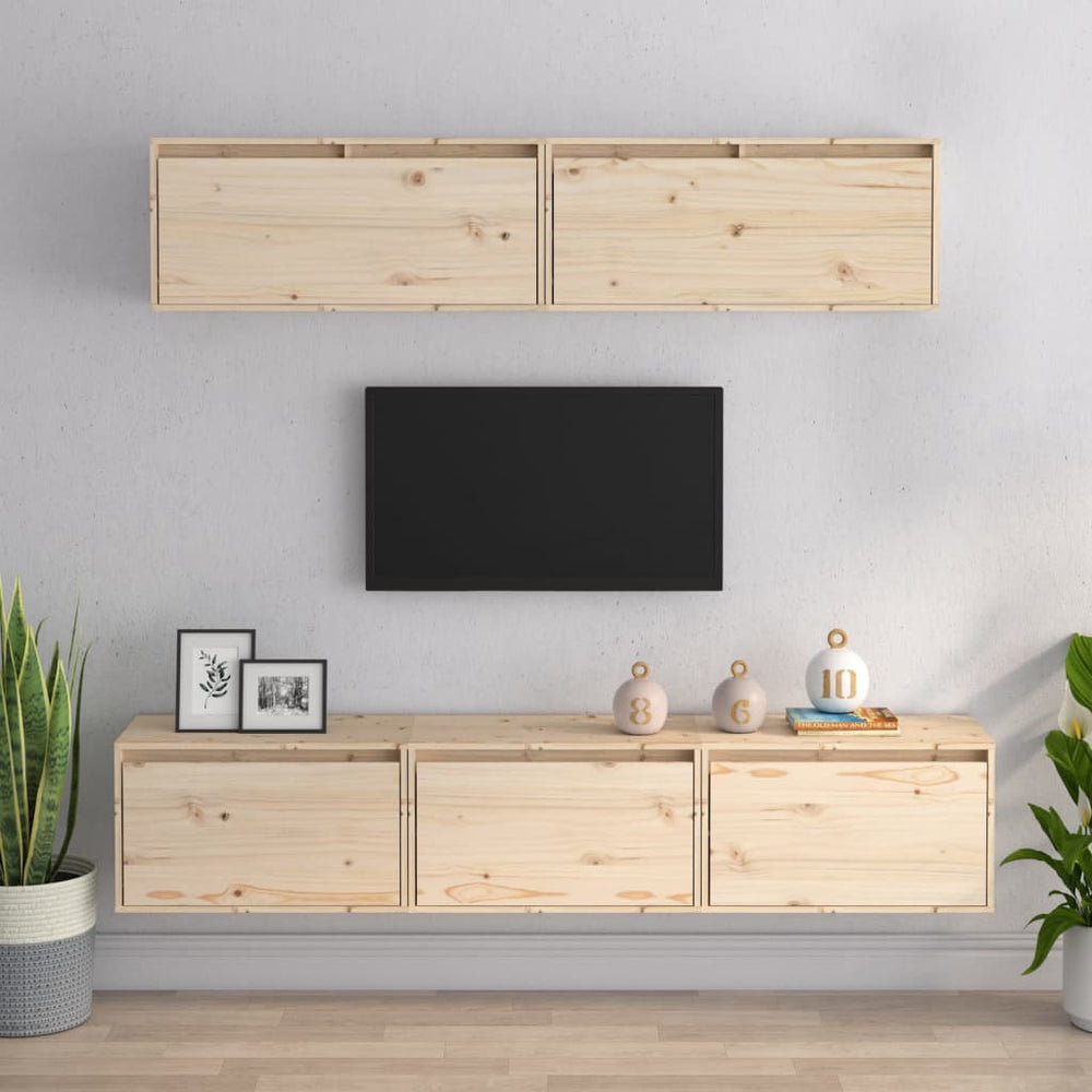 5-teiliges TV-Schrank-Set Massivholz Kiefer