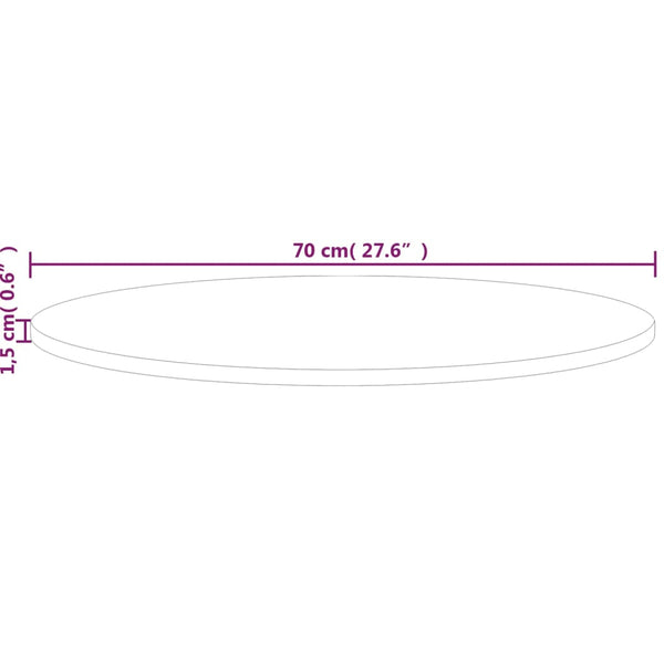 Runde Tischplatte Ø70cm Eiche Massivholz