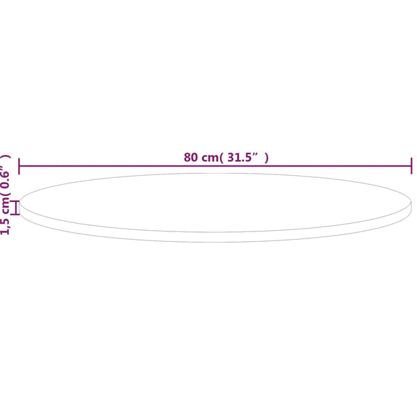 Runde Tischplatte Ø80cm Eiche Massivholz