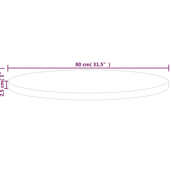 Runde Tischplatte Eiche Massivholz Ø80cm