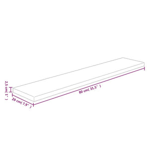 Eiche Regalbrett 80x20 cm Massivholz Unbehandelt