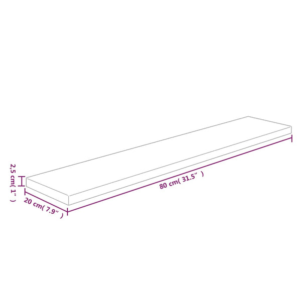 Eiche Regalbrett 80x20 cm Massivholz Unbehandelt